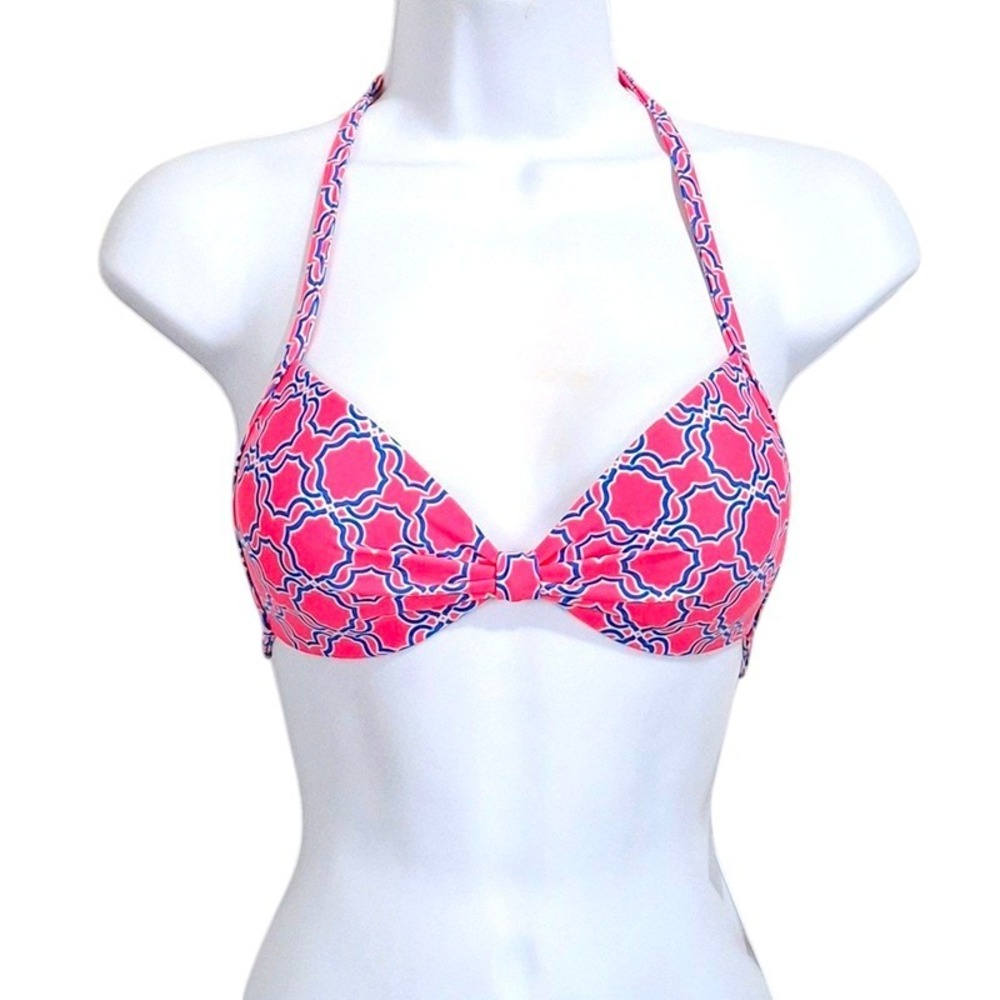 Arizona Jean Women Bikini Top Juniors Small Halter Pink Blue Push Up Preppy